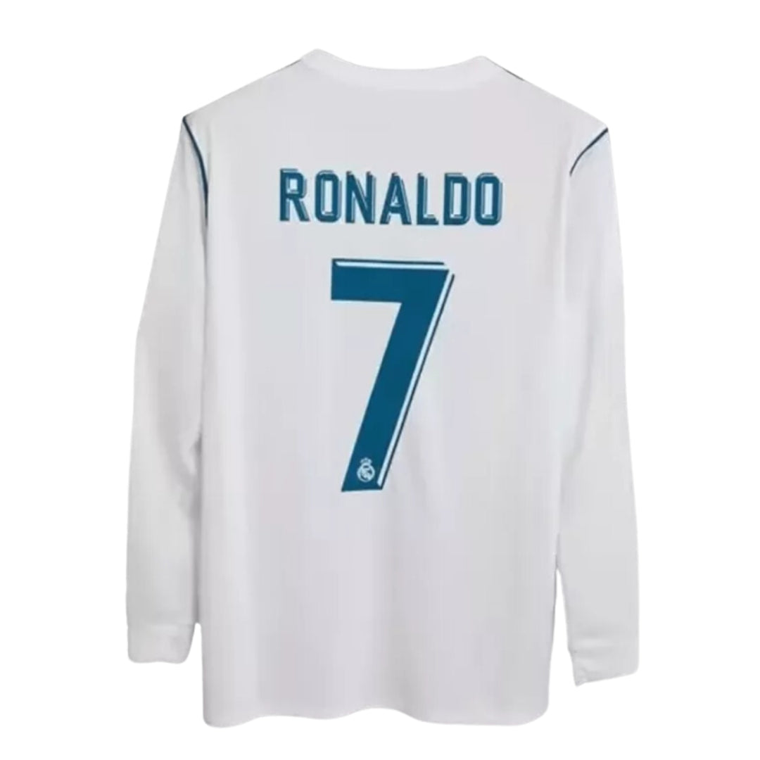 Real Madrid Cristiano Ronaldo 2017/18 Retro Home Long-Sleeve Jersey